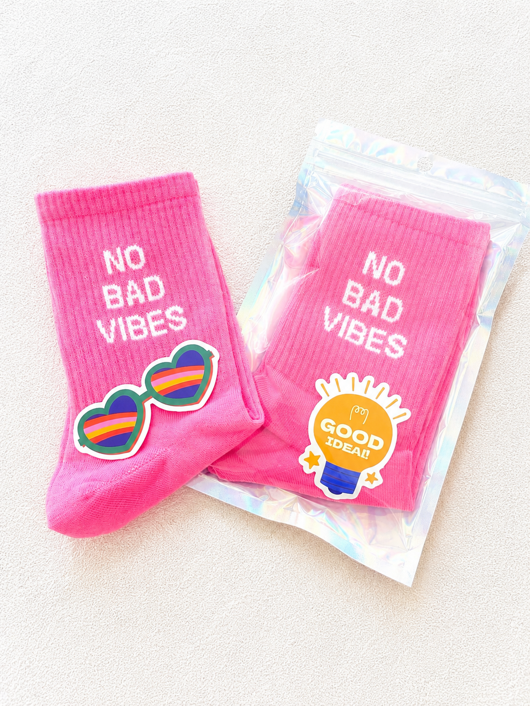 Paire de Chaussettes No Bad Vibes roses Femme