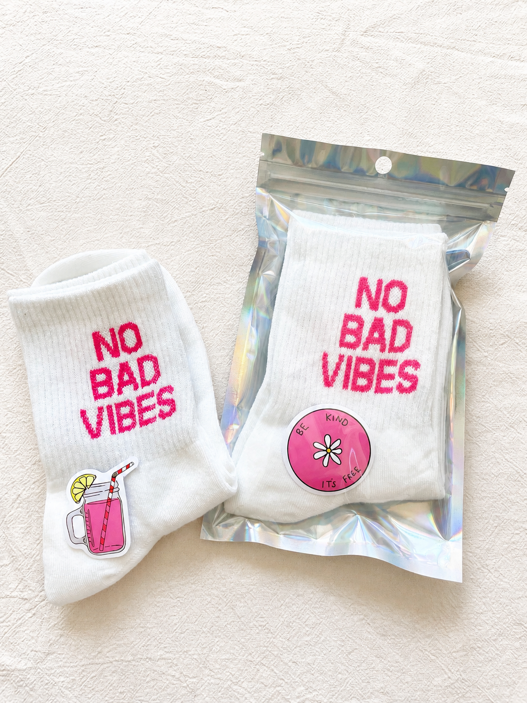 Chaussettes No Bad Vibes blanches Femme